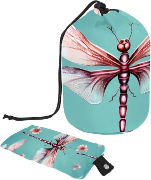 2 Pcs Cosmetic Bag bucket Travel Makeup Bags Large Capacity Soft Waterproof Portable Drawstring Cosmetic Bag, Aesthetic Insects Dragonfly