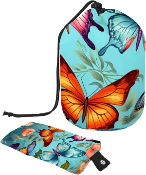 2 Pcs Cosmetic Bag bucket Travel Makeup Bags Large Capacity Soft Waterproof Portable Drawstring Cosmetic Bag, Art Butterfly