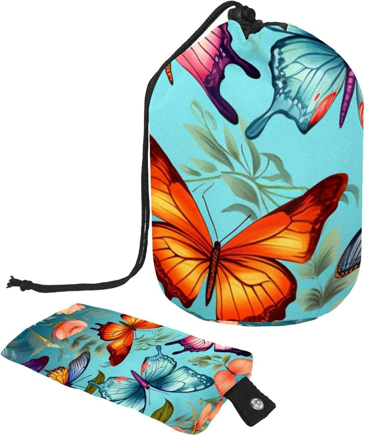 2 Pcs Cosmetic Bag bucket Travel Makeup Bags Large Capacity Soft Waterproof Portable Drawstring Cosmetic Bag, Art Butterfly