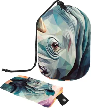 2 Pcs Cosmetic Bag bucket Travel Makeup Bags Large Capacity Soft Waterproof Portable Drawstring Cosmetic Bag, Art Rhino Pattern 51