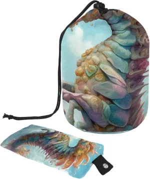 2 Pcs Cosmetic Bag bucket Travel Makeup Bags Large Capacity Soft Waterproof Portable Drawstring Cosmetic Bag, Art Seahorse