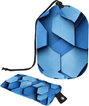 2 Pcs Cosmetic Bag bucket Travel Makeup Bags Large Capacity Soft Waterproof Portable Drawstring Cosmetic Bag, Blue Geometric Texture 51
