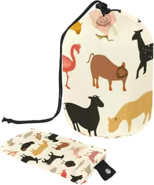 2 Pcs Cosmetic Bag bucket Travel Makeup Bags Large Capacity Soft Waterproof Portable Drawstring Cosmetic Bag, Colorful Animal Farm 35