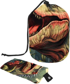 2 Pcs Cosmetic Bag bucket Travel Makeup Bags Large Capacity Soft Waterproof Portable Drawstring Cosmetic Bag, Colorful Art Dinosaur