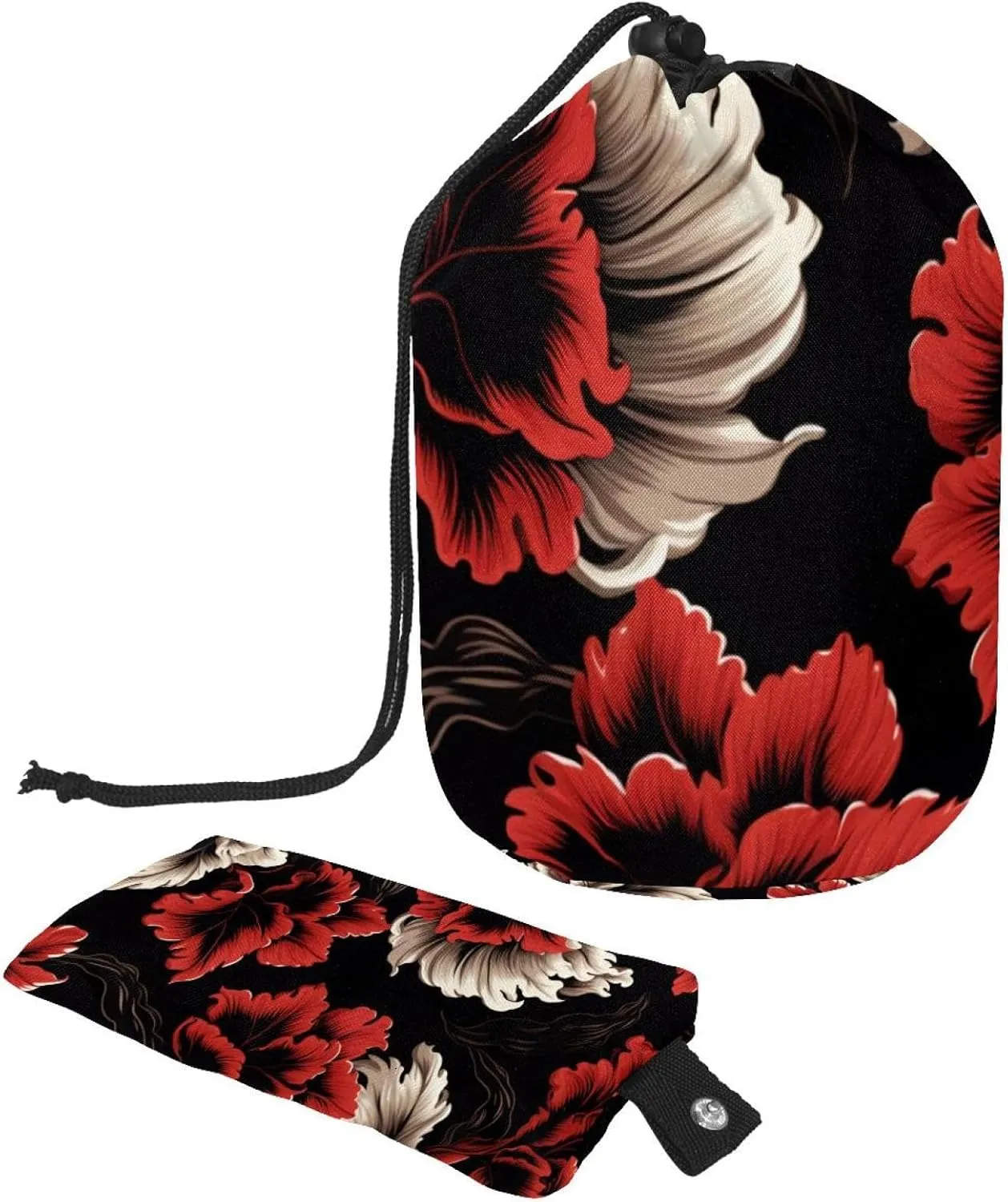 2 Pcs Cosmetic Bag bucket Travel Makeup Bags Large Capacity Soft Waterproof Portable Drawstring Cosmetic Bag, Cool Abstract Fire Floral