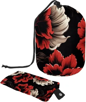 2 Pcs Cosmetic Bag bucket Travel Makeup Bags Large Capacity Soft Waterproof Portable Drawstring Cosmetic Bag, Cool Abstract Fire Floral