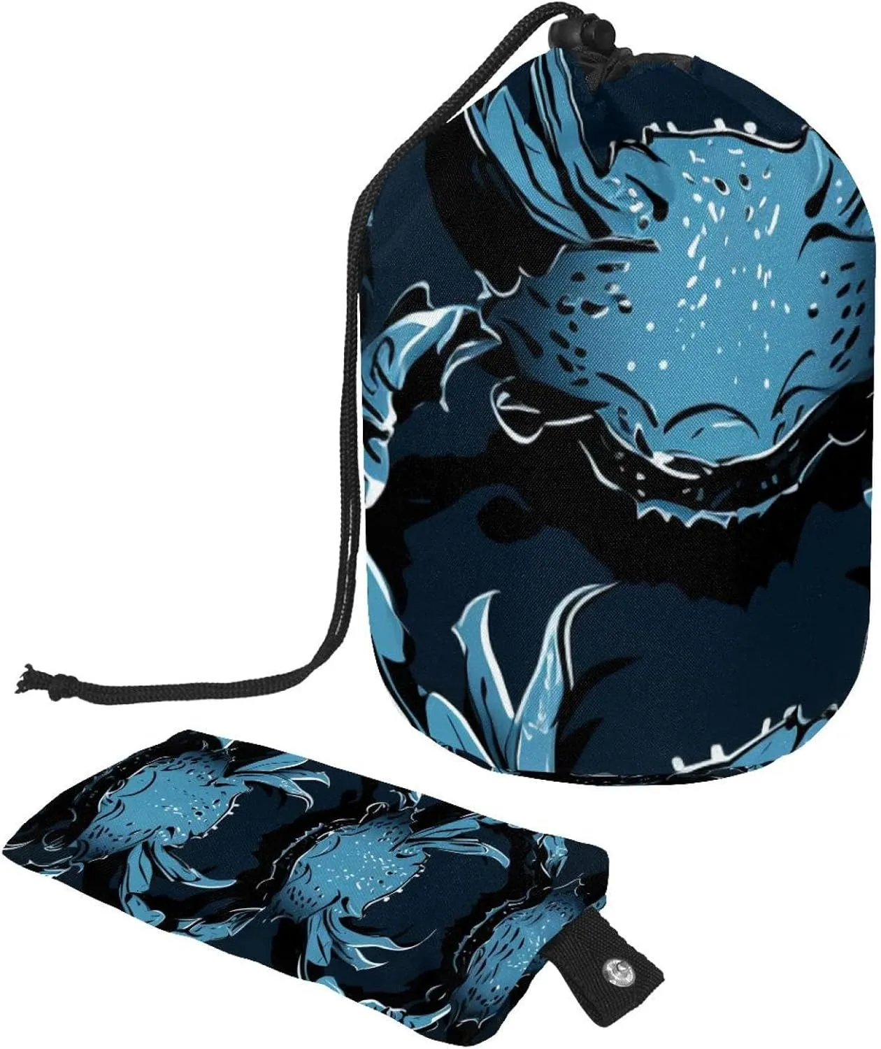 2 Pcs Cosmetic Bag bucket Travel Makeup Bags Large Capacity Soft Waterproof Portable Drawstring Cosmetic Bag, Cool Blue Crab Pattern