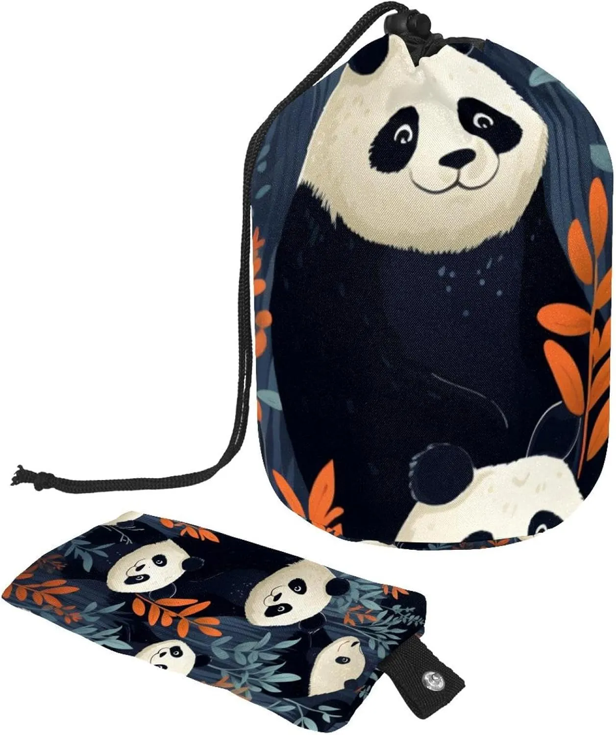 2 Pcs Cosmetic Bag bucket Travel Makeup Bags Large Capacity Soft Waterproof Portable Drawstring Cosmetic Bag, Cute Panda Cartoon Pattern