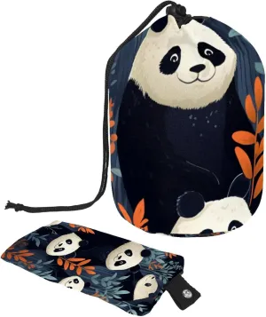2 Pcs Cosmetic Bag bucket Travel Makeup Bags Large Capacity Soft Waterproof Portable Drawstring Cosmetic Bag, Cute Panda Cartoon Pattern