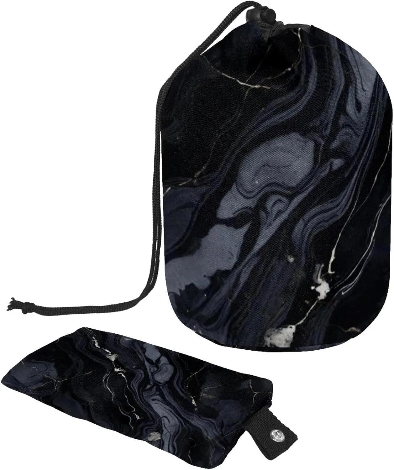 2 Pcs Cosmetic Bag bucket Travel Makeup Bags Large Capacity Soft Waterproof Portable Drawstring Cosmetic Bag, Dark Marble Texture