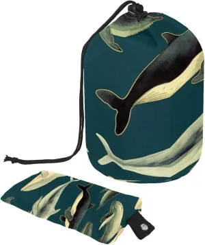 2 Pcs Cosmetic Bag bucket Travel Makeup Bags Large Capacity Soft Waterproof Portable Drawstring Cosmetic Bag, Deep Ocean Whales