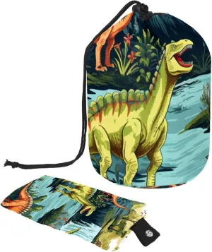2 Pcs Cosmetic Bag bucket Travel Makeup Bags Large Capacity Soft Waterproof Portable Drawstring Cosmetic Bag, Fun Art Dinosaur World Pattern