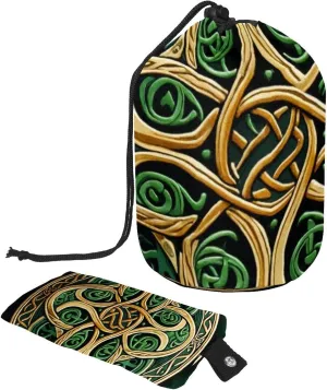 2 Pcs Cosmetic Bag bucket Travel Makeup Bags Large Capacity Soft Waterproof Portable Drawstring Cosmetic Bag, Green Celtic National Ornament