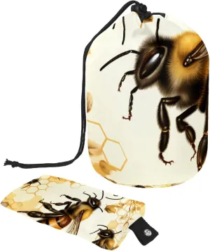 2 Pcs Cosmetic Bag bucket Travel Makeup Bags Large Capacity Soft Waterproof Portable Drawstring Cosmetic Bag, Insect Bee Pattern
