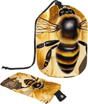 2 Pcs Cosmetic Bag bucket Travel Makeup Bags Large Capacity Soft Waterproof Portable Drawstring Cosmetic Bag, Nature Bee Flowers
