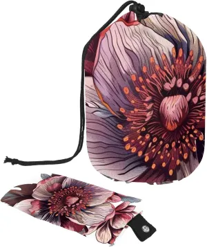 2 Pcs Cosmetic Bag bucket Travel Makeup Bags Large Capacity Soft Waterproof Portable Drawstring Cosmetic Bag, Pink Retro Big Flowers