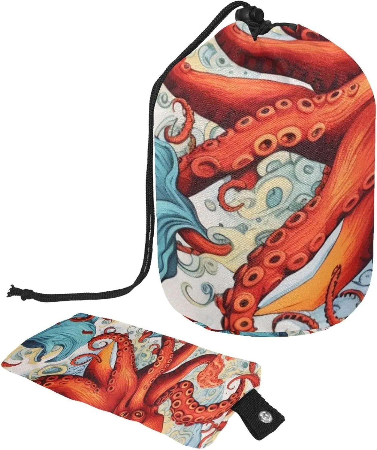 2 Pcs Cosmetic Bag bucket Travel Makeup Bags Large Capacity Soft Waterproof Portable Drawstring Cosmetic Bag, Sea Animal Octopus Monster