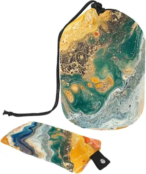 2 Pcs Cosmetic Bag bucket Travel Makeup Bags Large Capacity Soft Waterproof Portable Drawstring Cosmetic Bag, Vintage Art Colorful Marble Print 39