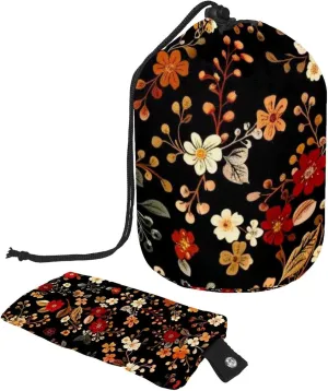2 Pcs Cosmetic Bag bucket Travel Makeup Bags Large Capacity Soft Waterproof Portable Drawstring Cosmetic Bag, Vintage Colorful Florals