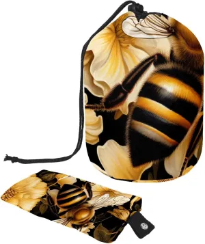 2 Pcs Cosmetic Bag bucket Travel Makeup Bags Large Capacity Soft Waterproof Portable Drawstring Cosmetic Bag, Vintage Insect Bee