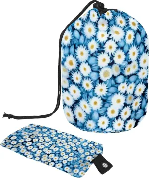 2 Pcs Cosmetic Bag bucket Travel Makeup Bags Large Capacity Soft Waterproof Portable Drawstring Cosmetic Bag, White Daisies