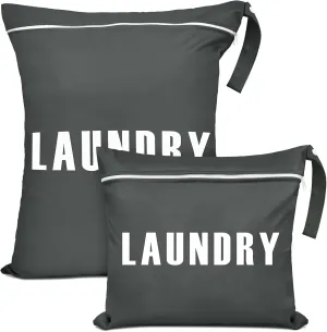2 Pcs Large Travel Laundry Bags - Waterproof Wet/Dry Bags for Dirty Clothes, Bathing Suits, Gym Clothes, Swimming, Yoga