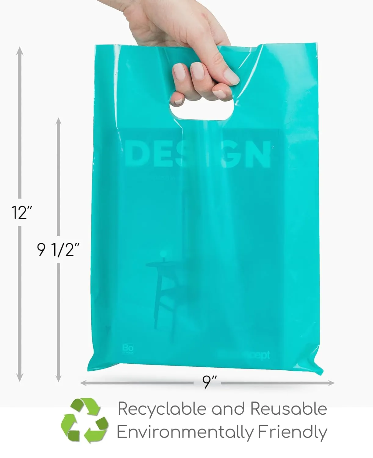 200 Teal & Purple Bags for Small Business 100 Teal and 100 Purple 9"x12" Merchandise Bags 1.5Mil Thick Glossy Great for Retail and Boutiques With Handles