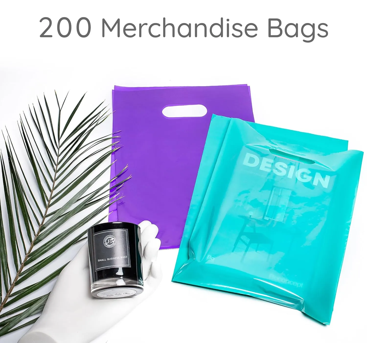 200 Teal & Purple Bags for Small Business 100 Teal and 100 Purple 9"x12" Merchandise Bags 1.5Mil Thick Glossy Great for Retail and Boutiques With Handles