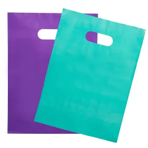 200 Teal & Purple Bags for Small Business 100 Teal and 100 Purple 9"x12" Merchandise Bags 1.5Mil Thick Glossy Great for Retail and Boutiques With Handles