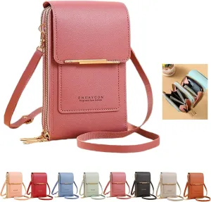 2023 New Anti-theft Leather Bag, Touch Screen Small Crossbody Cell Phone Purse, RFID Blocking Mini PU Leather Crossbody Bags