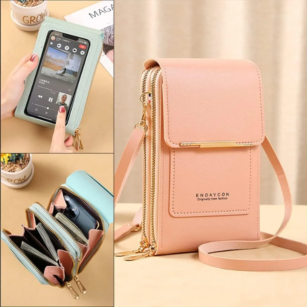 2023 New Anti-theft Leather Bag, Touch Screen Small Crossbody Cell Phone Purse, RFID Blocking Mini PU Leather Crossbody Bags