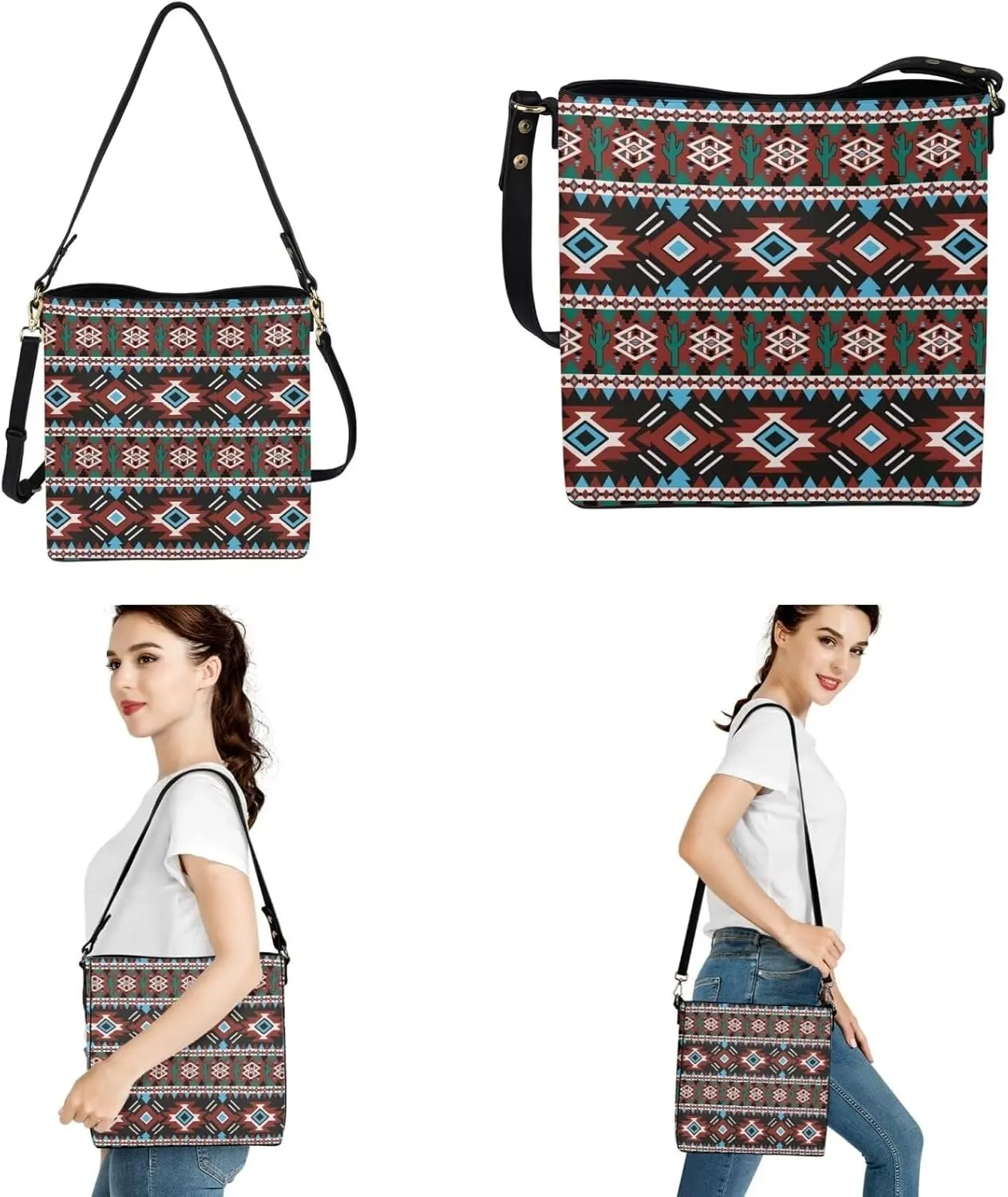 2Pcs Tote Bags Set Crossbody Bags Shoulder Purses for Women Car Key Fob Protector