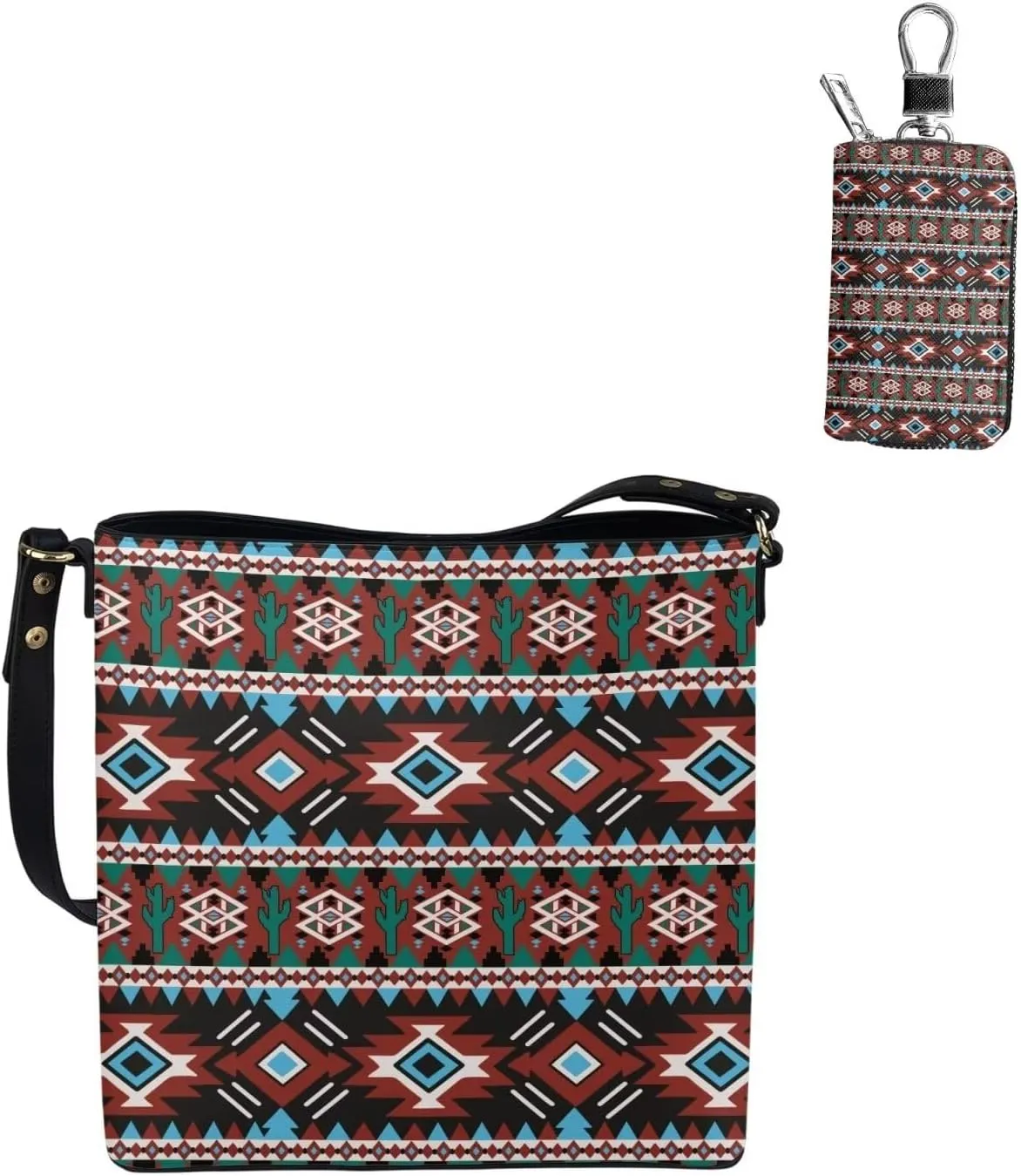 2Pcs Tote Bags Set Crossbody Bags Shoulder Purses for Women Car Key Fob Protector