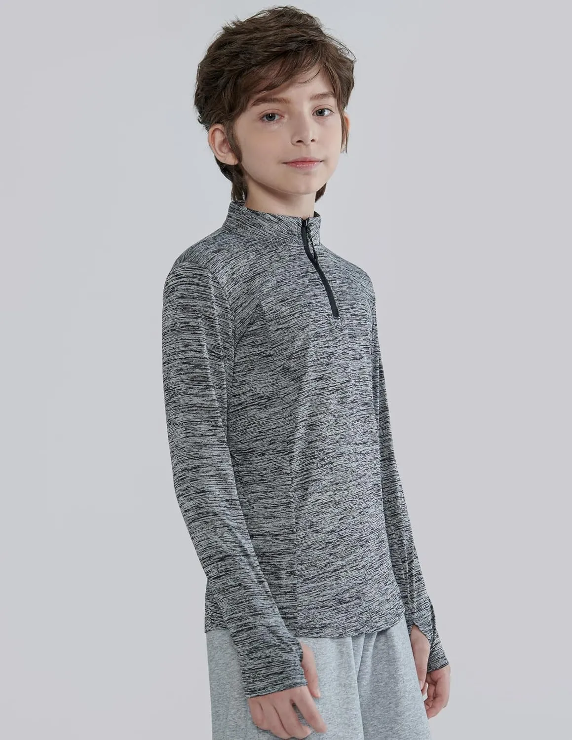 3 Pack Youth Boys Slim Fit Athletic Quarter Zip Pullover Shirts, Lightweight Long Sleeve Jackets Performance Tops