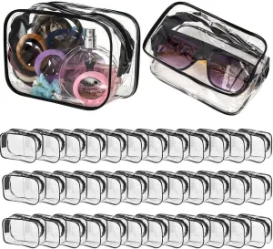 36 Pcs Clear Travel Makeup Bags, Waterproof Pvc Zippered Toiletry Pouches, Portable Organizer For Cosmetics And Small, Ideal For Vacation And Bathroom