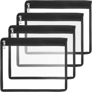4Pcs Clear Zipper Pouches Pvc Waterproof Pouch Bags Multi Purpose Pouch for Organizing Travel Cosmetics Document File, 10.62 X 8.66 Inches