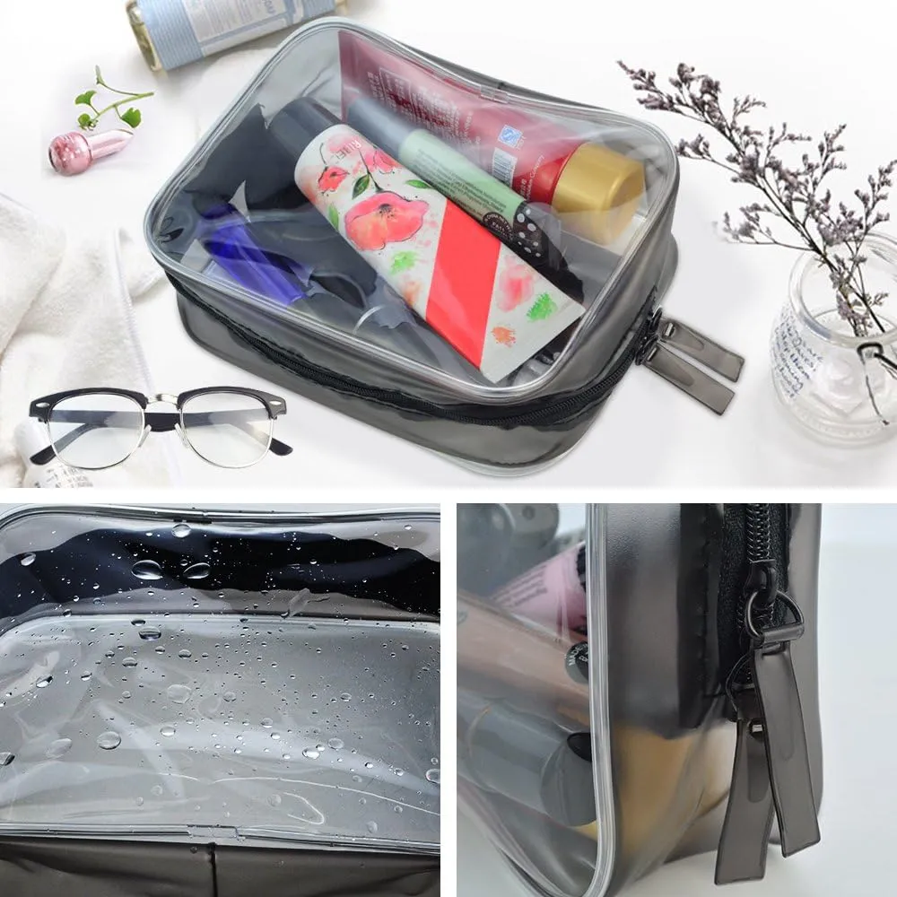 5 Packs Clear Cosmetics Bag TSA Approved, PVC Zippered Toiletry Carry Pouch Portable Makeup Bag for Vacation Travel, Bathroom and Organizing Waterproof Makeup Bag Vinyl Plastic Organizer Case