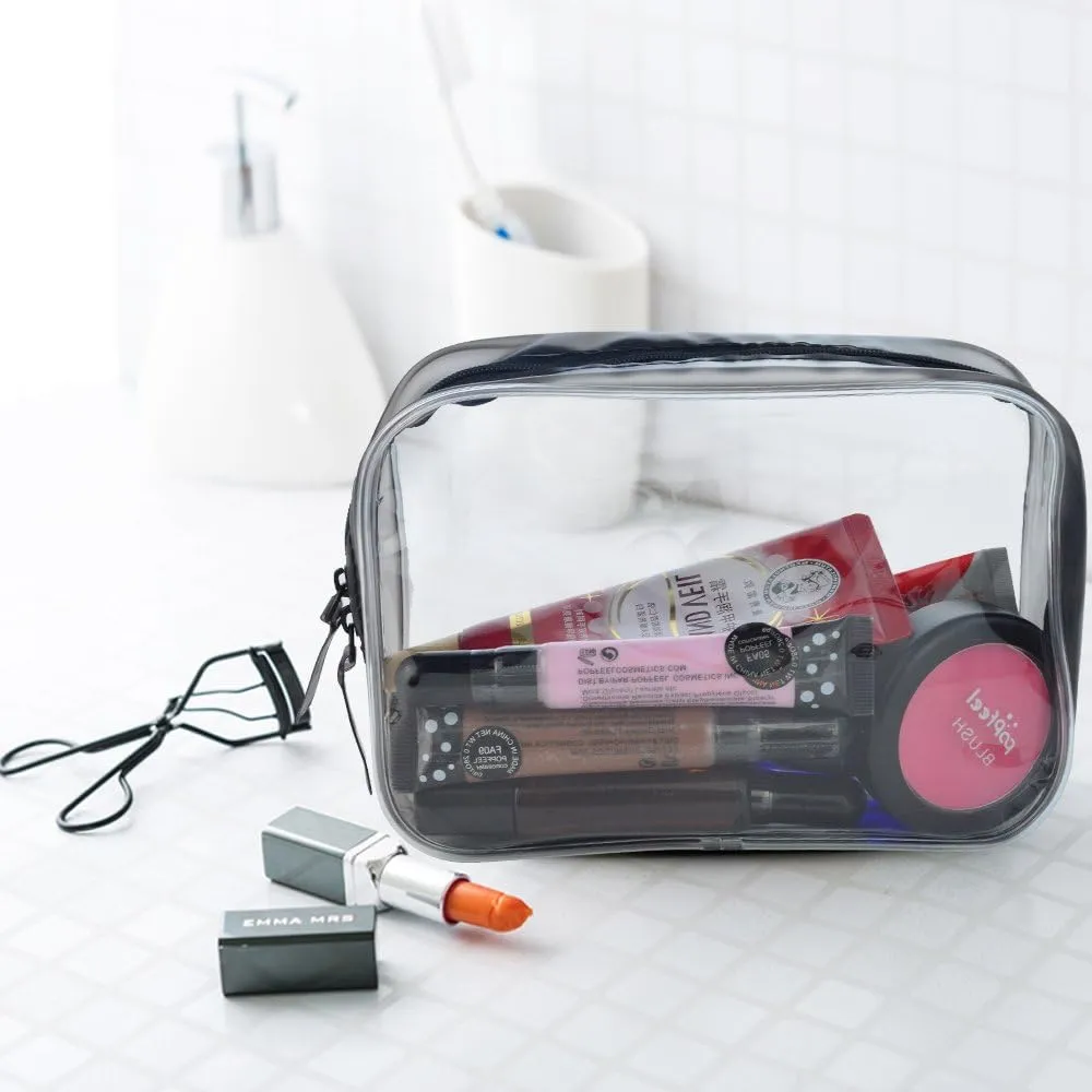 5 Packs Clear Cosmetics Bag TSA Approved, PVC Zippered Toiletry Carry Pouch Portable Makeup Bag for Vacation Travel, Bathroom and Organizing Waterproof Makeup Bag Vinyl Plastic Organizer Case