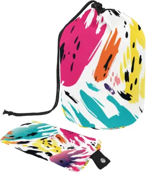 Abstract Graffiti Paw Print Travel Cosmetic Bags Makeup Bag for Women, Foldable Drawstring Travel Cosmetic Bags, Portable Toiletry Bucket Bag