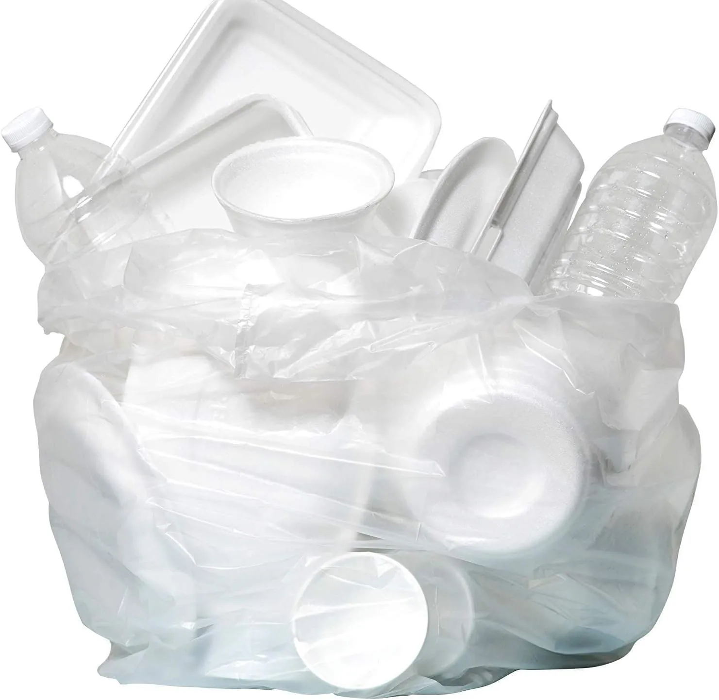 Aluf Plastics High Density Trash Bags, 16 Gallon, 1000 Count, 8 Micron (eq), 24" x 33", Clear, for Bathroom, Office, Industrial, Commercial, Janitorial, Municipal, Recycling