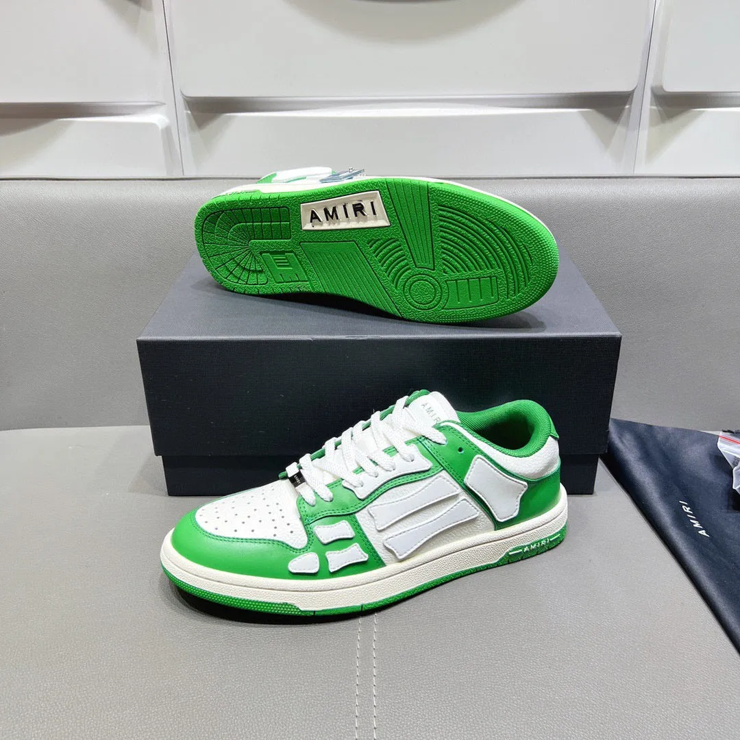 AMR Skel Top Low White and Green Sneakers-154