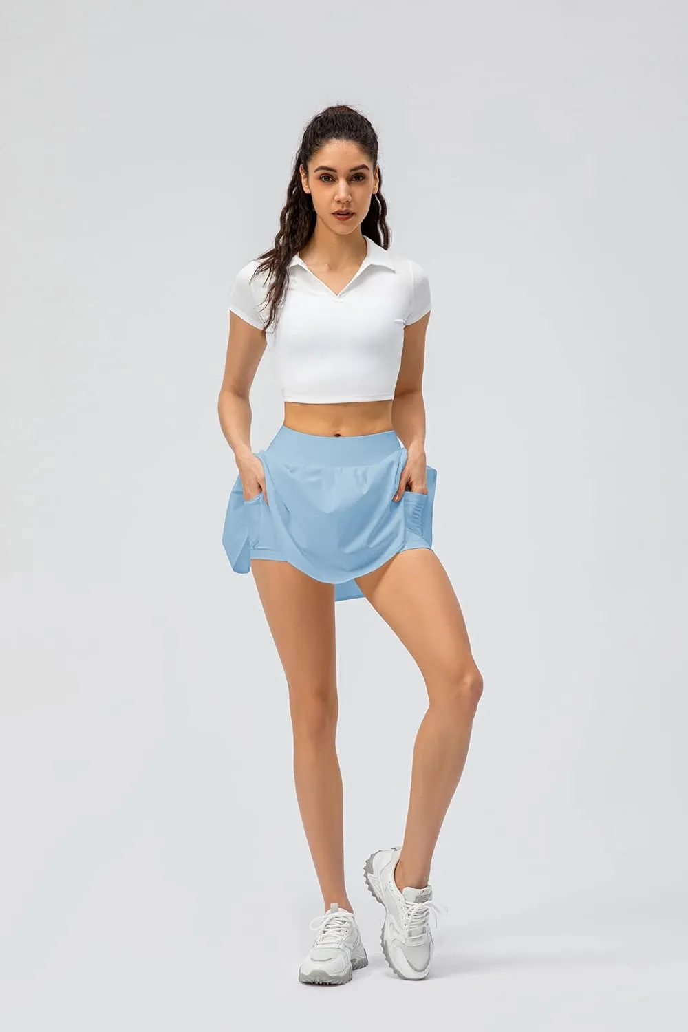 Amxiway Women's Tennis Skirt Golf Skorts Athletic Skirts with Shorts High Waisted Skirts Pockets Running Gym Workout Sports