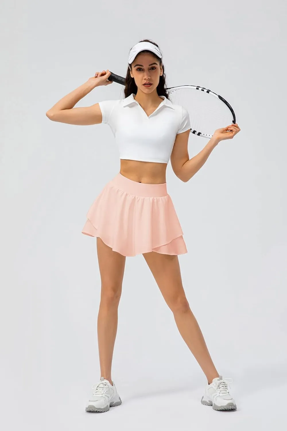 Amxiway Women's Tennis Skirt Golf Skorts Athletic Skirts with Shorts High Waisted Skirts Pockets Running Gym Workout Sports