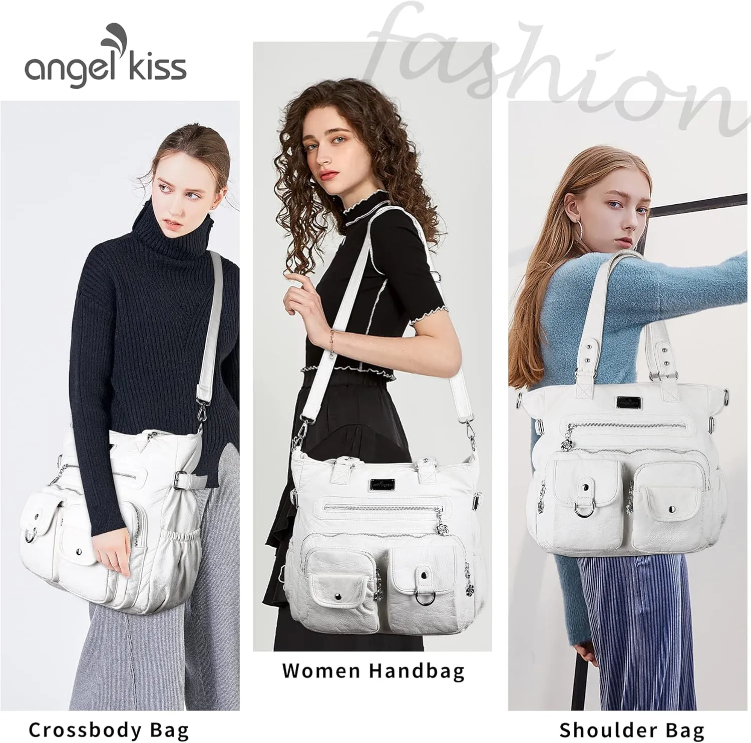 Angelkiss Purses Handbags for Women PU Tote Satchel Bags for Women Pockets Shoulder Bags