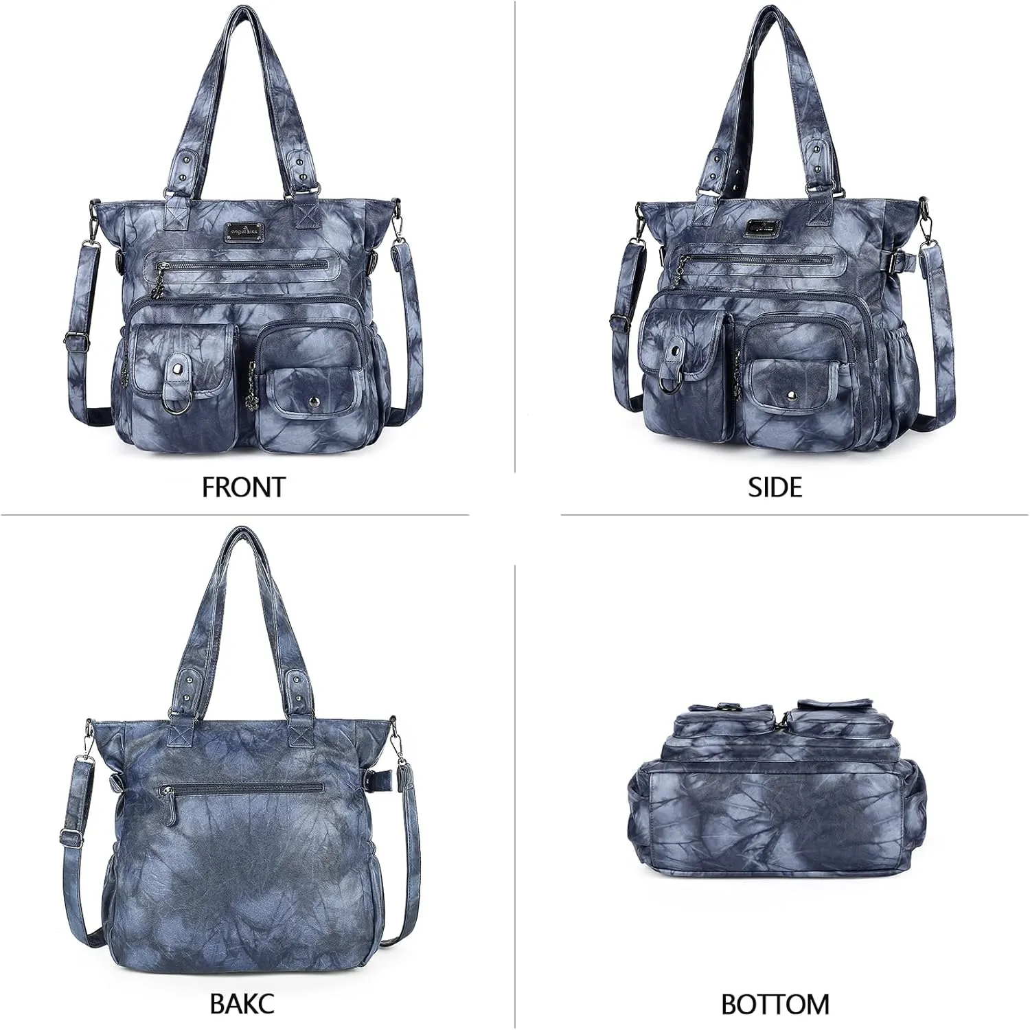Angelkiss Purses Handbags for Women PU Tote Satchel Bags for Women Pockets Shoulder Bags