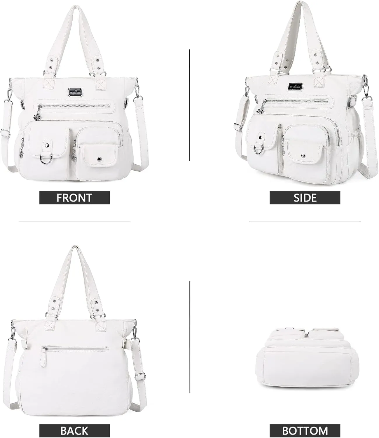 Angelkiss Purses Handbags for Women PU Tote Satchel Bags for Women Pockets Shoulder Bags