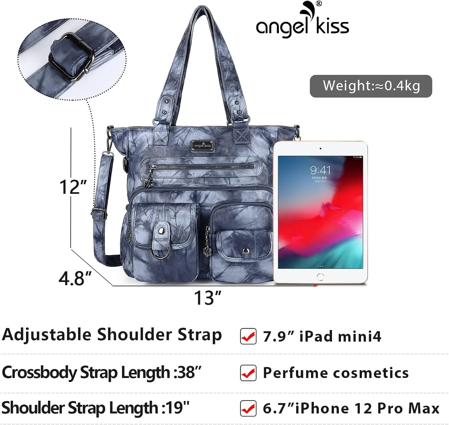 Angelkiss Purses Handbags for Women PU Tote Satchel Bags for Women Pockets Shoulder Bags