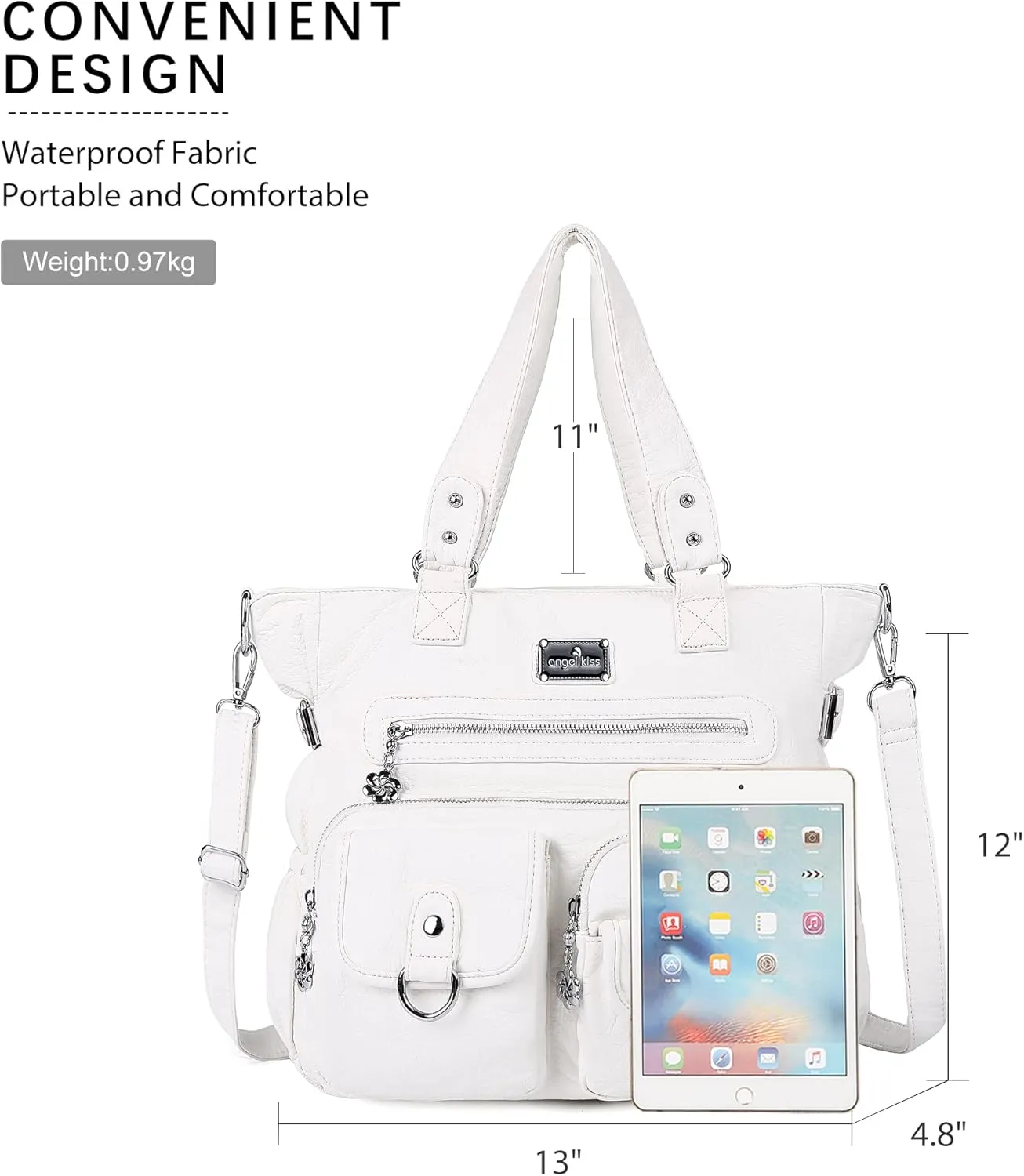 Angelkiss Purses Handbags for Women PU Tote Satchel Bags for Women Pockets Shoulder Bags