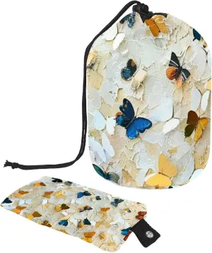 Art Butterflies Seamless Print Travel Cosmetic Bags Makeup Bag for Women, Foldable Drawstring Travel Cosmetic Bags, Portable Toiletry Bucket Bag