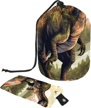Art Dinosaur World Pattern Travel Cosmetic Bags Makeup Bag for Women, Foldable Drawstring Travel Cosmetic Bags, Portable Toiletry Bucket Bag